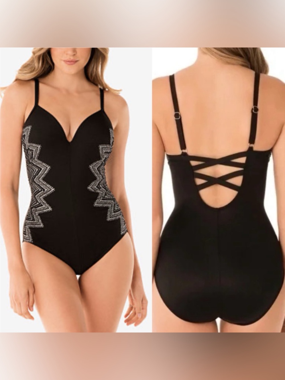 MiracleSuit‎ Stitch Mix Temptation One Piece Swimsuit Tag Size 12 Fits Size M